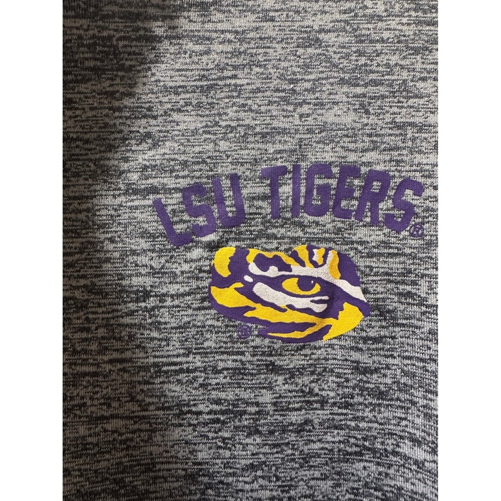 Colosseum LSU Tigers Mens Large Grey Space Dye Quarter Zip Pullover Thumbholes